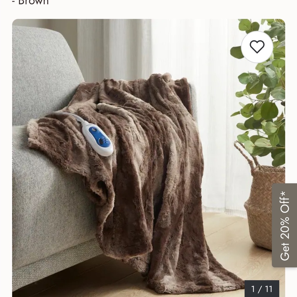 Faux-Fur Heated Throw - Brown - Picture 4 of 4